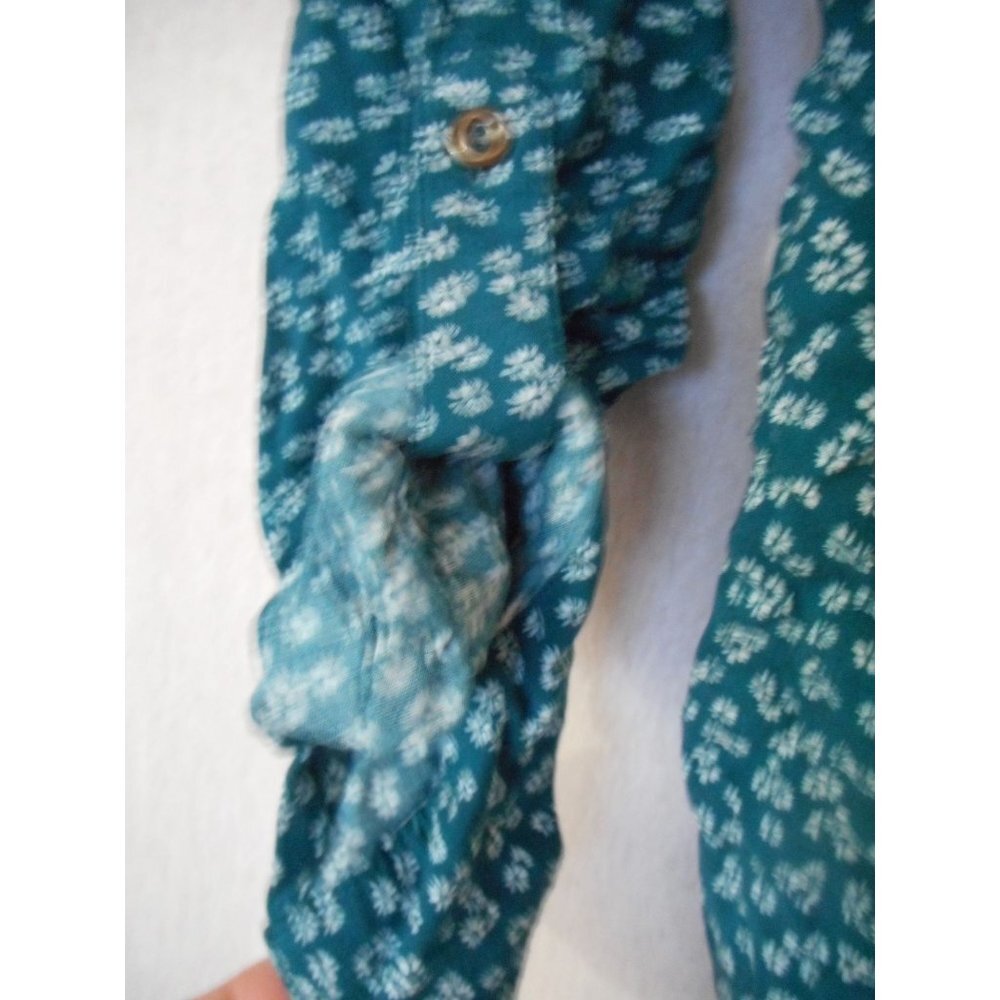 Maternity Motherhood Sz L green floral tie back tab long sleeve v neck Top - Picture 4 of 5